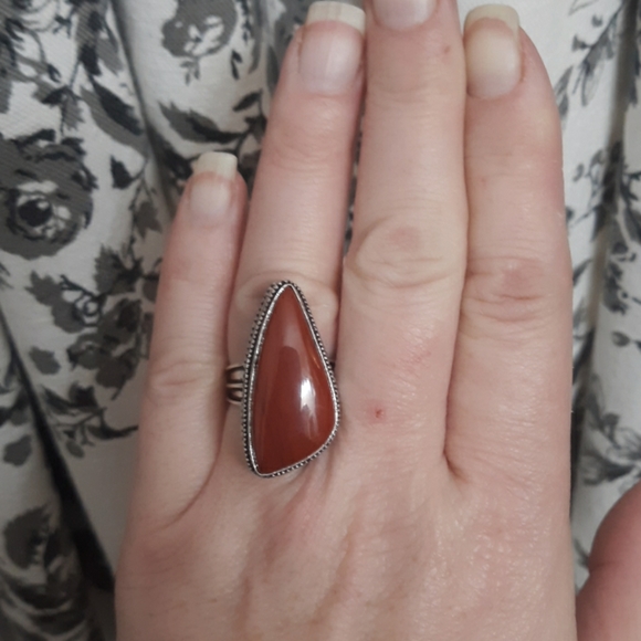 New Oversized Red Jasper 925 Silver Ring. - Picture 4 of 7